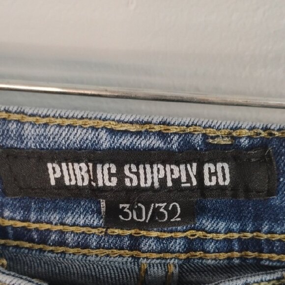 PUBLIC SUPPLY CO. New York Blue Skinny Jeans Distressed Details Men's Size 30/32 - Picture 2 of 7